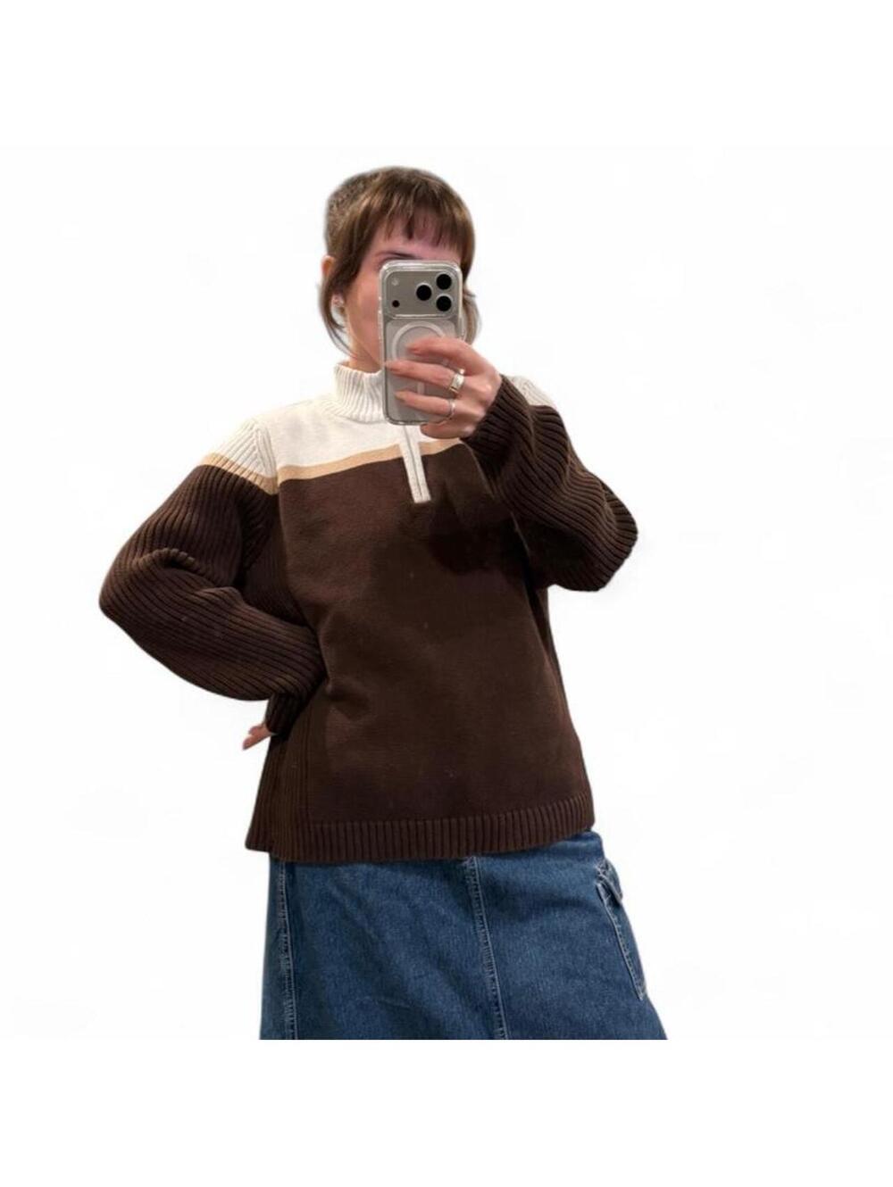 Vintage Cotton 90’s Brown Quarter Zip Sweater